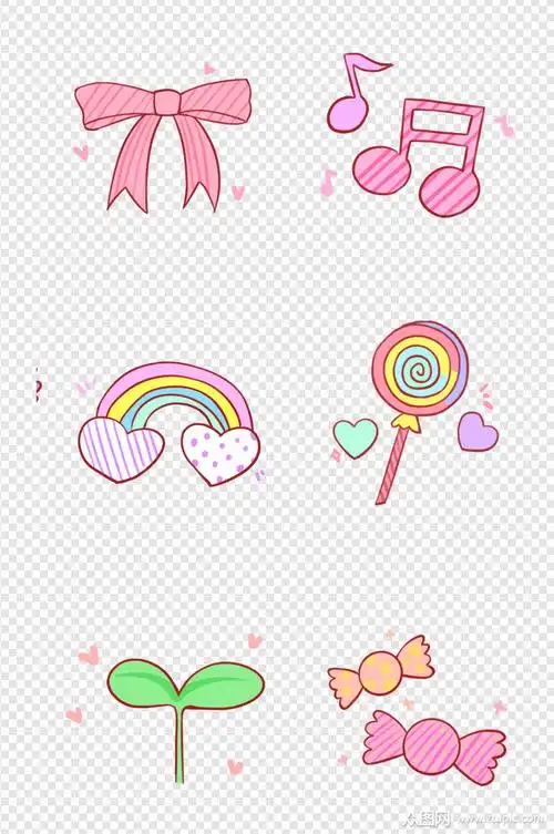 手绘可爱图案元素简萌装饰物件素材