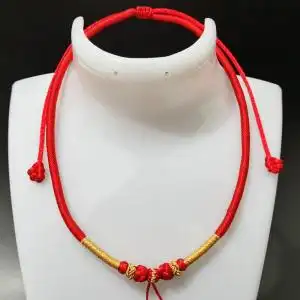手工精编项链挂绳宝宝儿童平安长命金锁玉佩生肖吊坠红绳项圈成人