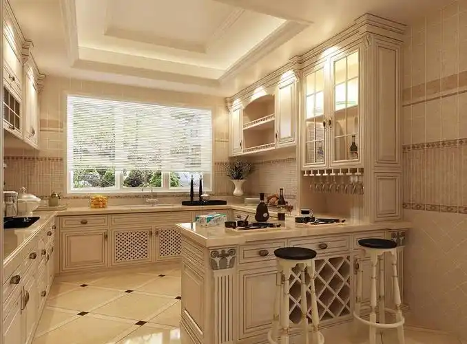 简约欧式风格厨房吧台装修效果图