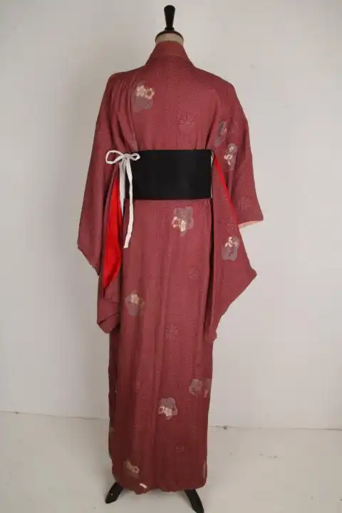 vintage古着日本传统民族服饰全印花付下浴衣和服写真舞台装18-92