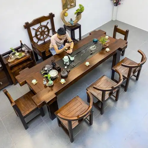 老船木茶桌椅组合功夫茶台实木家用泡茶茶座桌椅茶具茶几套装一体