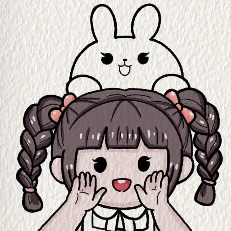 小麻薯闺头/简笔画教程 上次有粉丝想要我出小麻薯的闺蜜头像 今天画