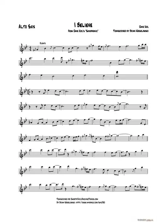 i believe(中音萨克斯) 歌谱简谱网