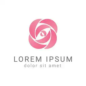 粉红色的玫瑰图标方形玫瑰矢量标志设计模板,粉红色花瓣美容图标,沙龙