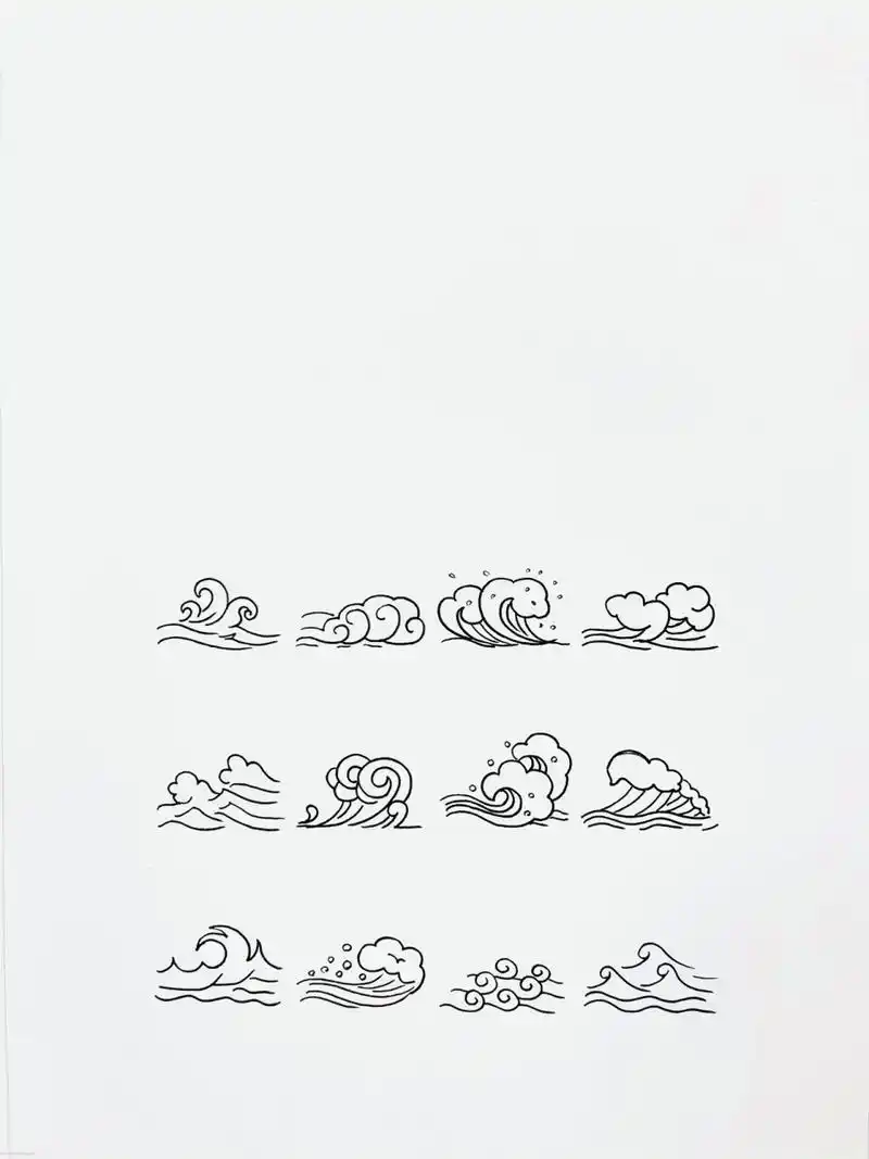 【简笔画】海浪98 分享一组海浪98简笔画 大家还喜欢什么,留言给