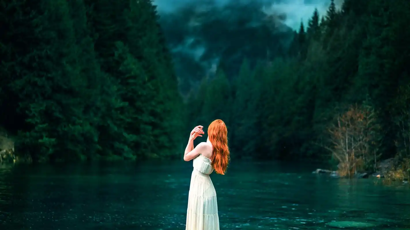 金发女孩唯美自然风景电脑壁纸