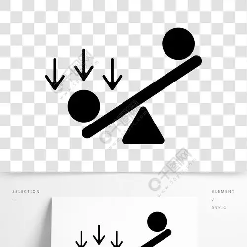 协同偏差黑色标志符号图标与球体不平衡的规模规模上的优势和劣势价值