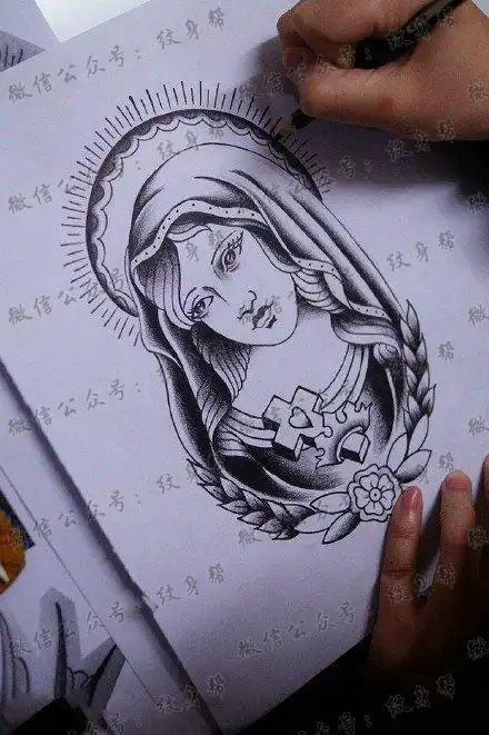 圣母玛利亚纹身手稿图案 - 纹身秀