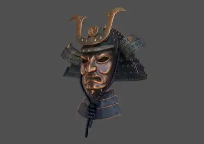 pbr日本面具头盔 武士 将军 护甲 帽子 防御 装备 防护 铠甲 盔甲