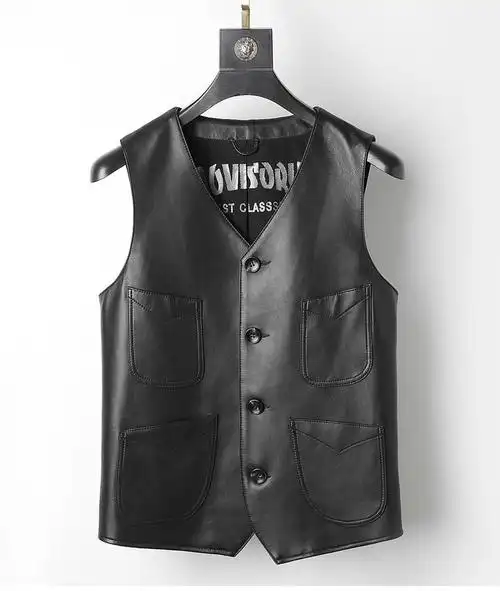 轻奢高端品质2021春秋冬新款海宁皮衣男士马甲绵羊皮坎肩夹克背心薄款