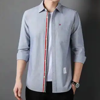 tommyjeans汤米tommy男士长袖纯色衬衫春秋季商务休闲中青年纯棉牛津