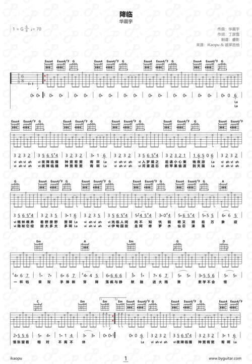华晨宇降临吉他谱