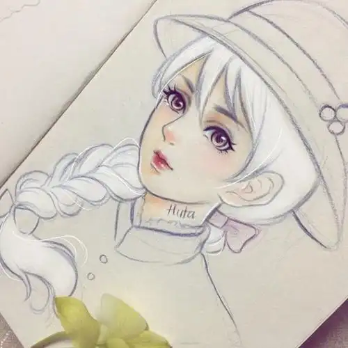 很好看的彩铅画手绘少女,拿去当临摹素材吧