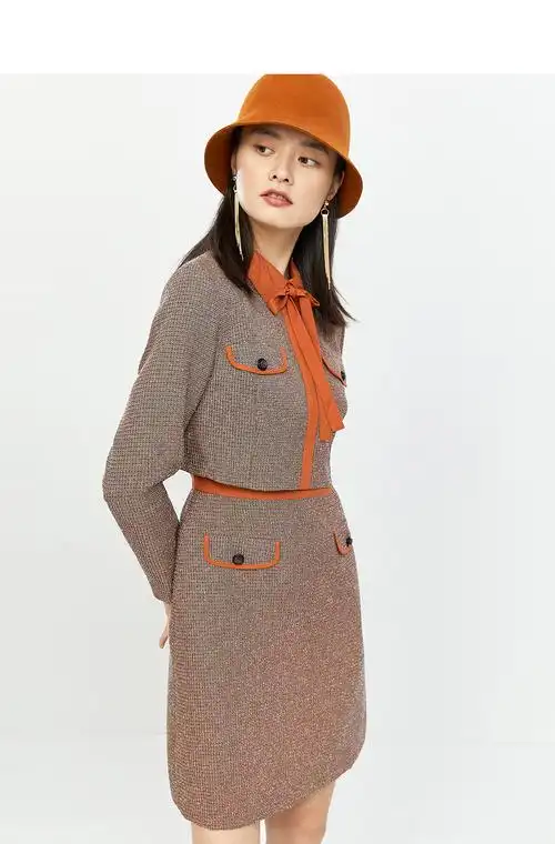 花呢连衣裙 浅咖 42 商品编号:10027763474831 店铺: 音儿官方旗舰店