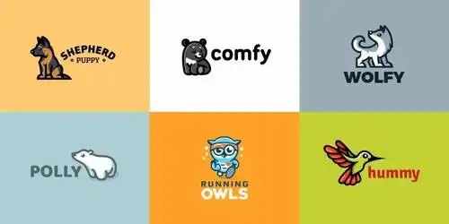 可爱和极简风格的动物logo设计