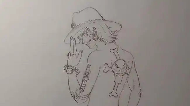 酷酷的海贼王艾斯动漫彩铅手绘教程