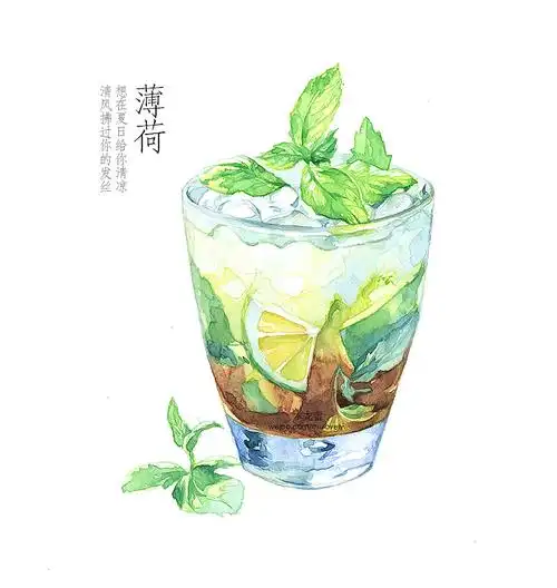 手绘水彩薄荷冰 薄荷夏天|插画|商业插画|木龙蕾 - 原创作品 - 站酷 (