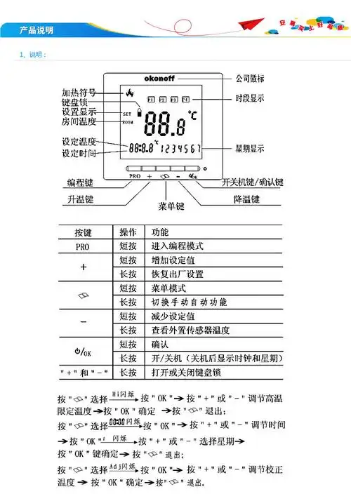 柯耐弗 okonoff s600pw 温控器 水采暖用 单感温探头 电流 3a 一周可