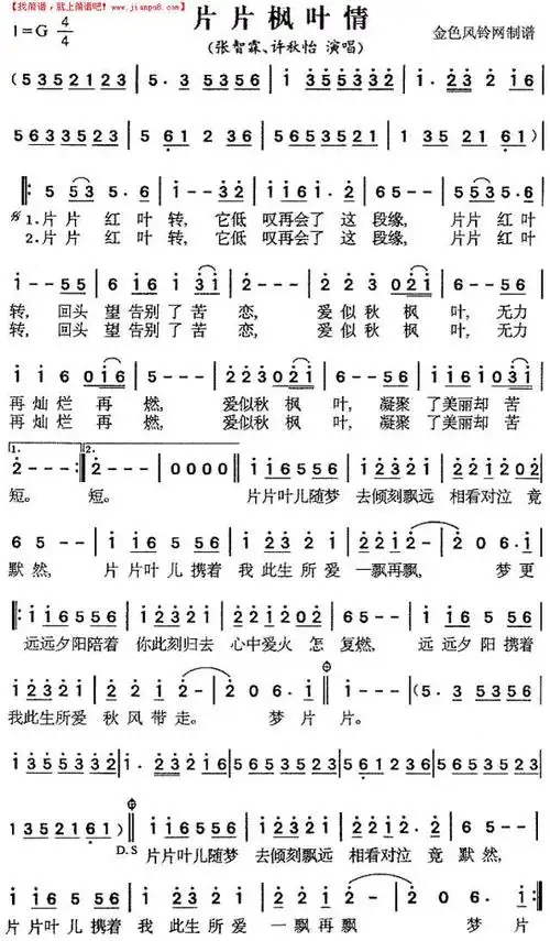 片片枫叶情简谱