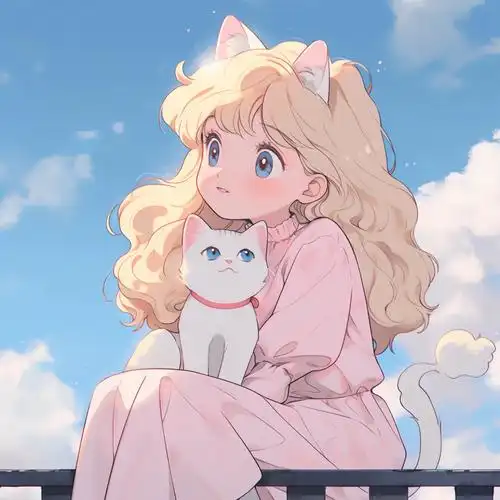 女生头像|抱着猫的女头