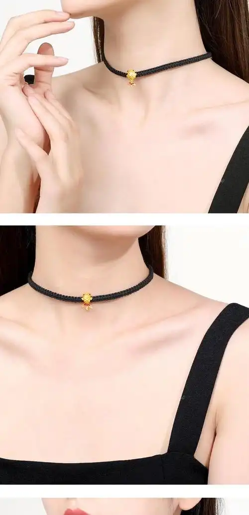 老凤凰款黄金小波妞金鱼吊坠女3d硬足金999转运珠套链脖项圈520送女友