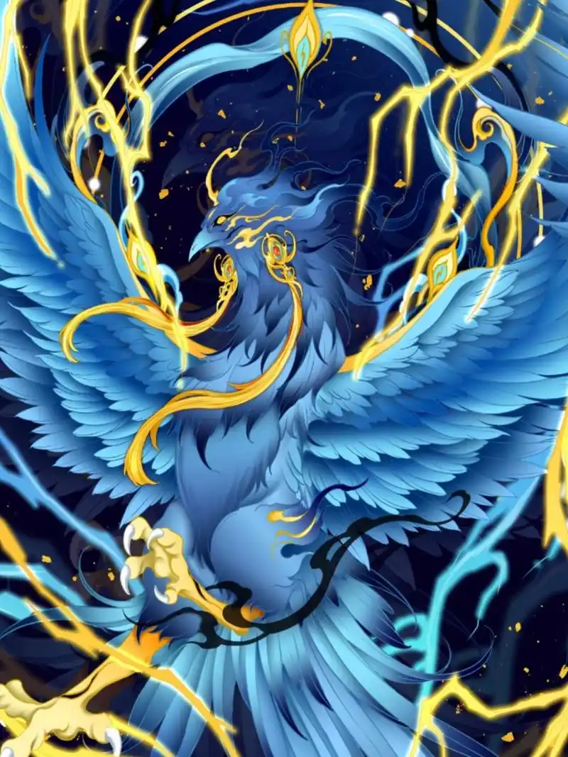 拍击翅膀能引起雷电和暴雨.传说中凤凰的第八个孩子.