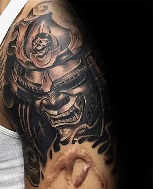 日本鬼面具纹身凶神恶煞的日本鬼面具纹身图案69