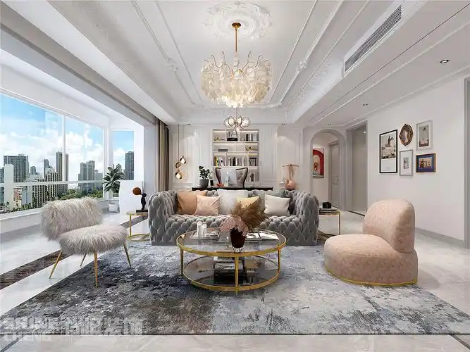 泰安颐和院子小区160m05法式轻奢风格装修设计效果图