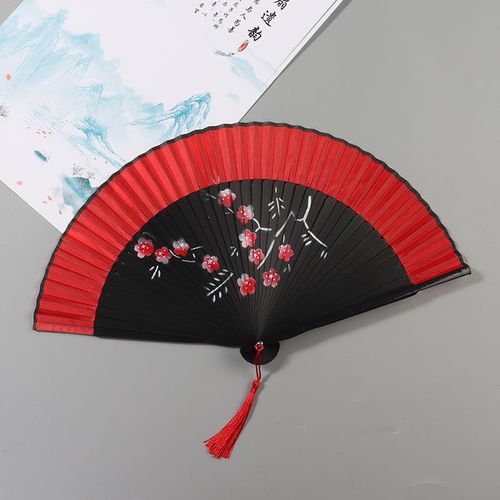 红色扇子古风折扇旗袍舞蹈中国风复古风古典舞折叠扇小巧便携式