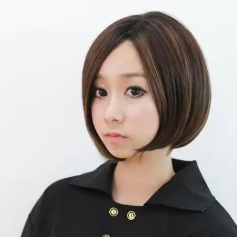 [图] 日式帅气白领最爱 斜刘海修脸bobo头假发短发 斜刘海波波头短发