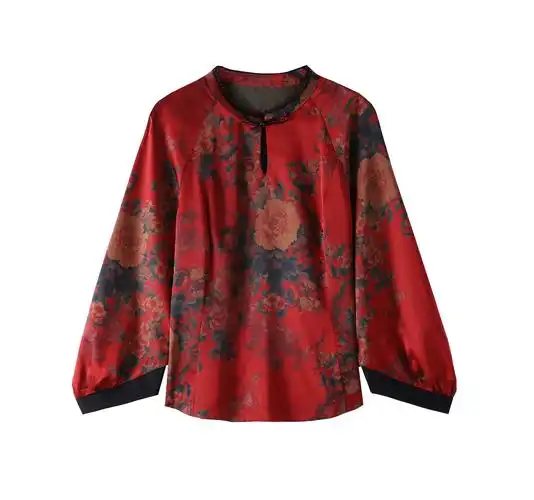 香云纱女装清仓特价断码上衣桑蚕丝小衫50中老年妈妈真丝洋气衬衫