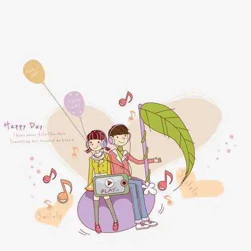 一起听音乐的情侣