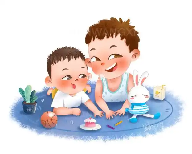 原创手绘兄弟俩