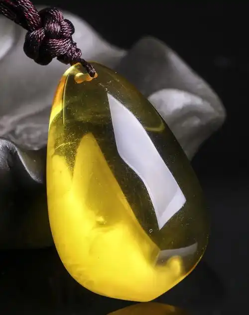 mary windsor 随形水滴透明金珀琥珀吊坠5.94g附证书