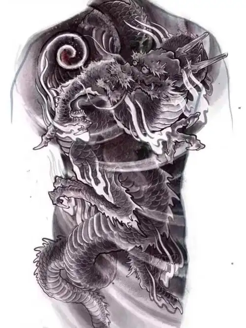 不错的满背中式传统龙#纹身手稿  #汝州 #墨待刺青