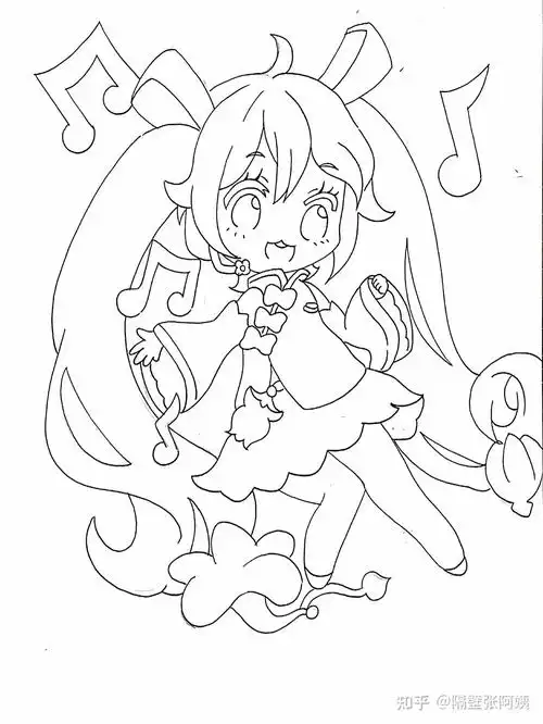 马克笔人物动漫初音未来线稿在最后哦72