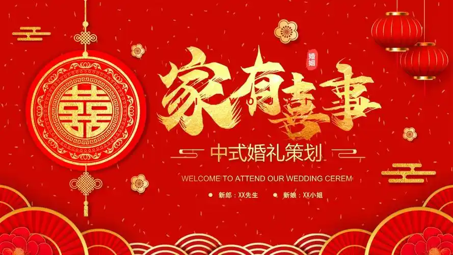 红色中国风中式婚礼策划ppt通用_第1页