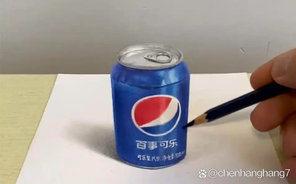【3d立体画】彩铅手绘百事可乐易拉罐