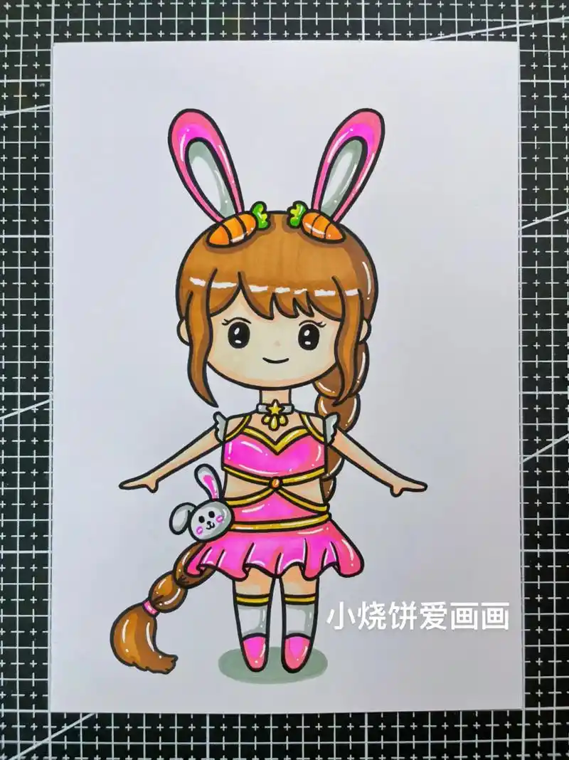 简笔画小舞.1,先画出两只兔耳朵和两个胡萝卜🥕2,再画出小 - 抖音