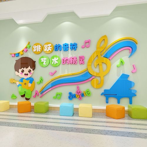 艺术学校音乐教室班级布置装饰吉他兴趣班教育培训文化墙立体贴纸