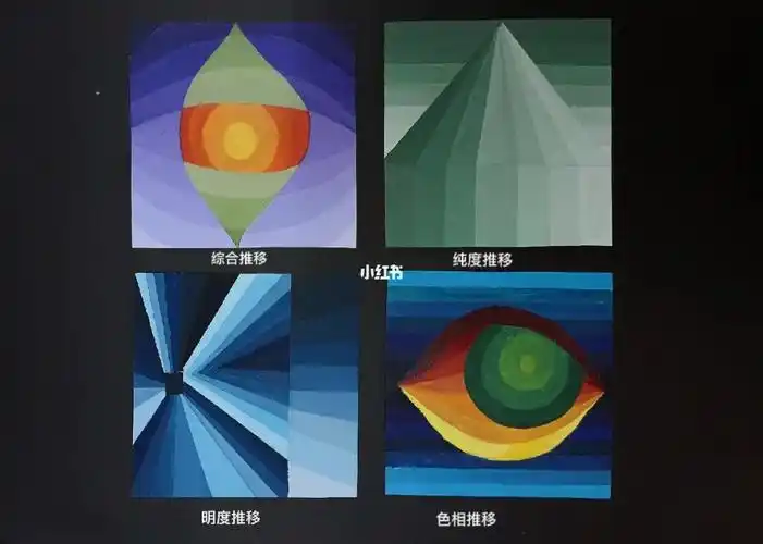 综合,明度,纯度,色相推移构成(可能画的不是特别好