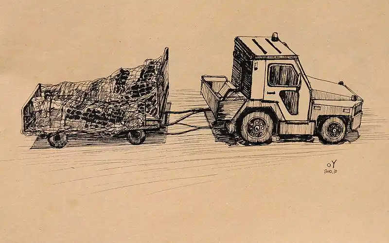 机场上的车,速写