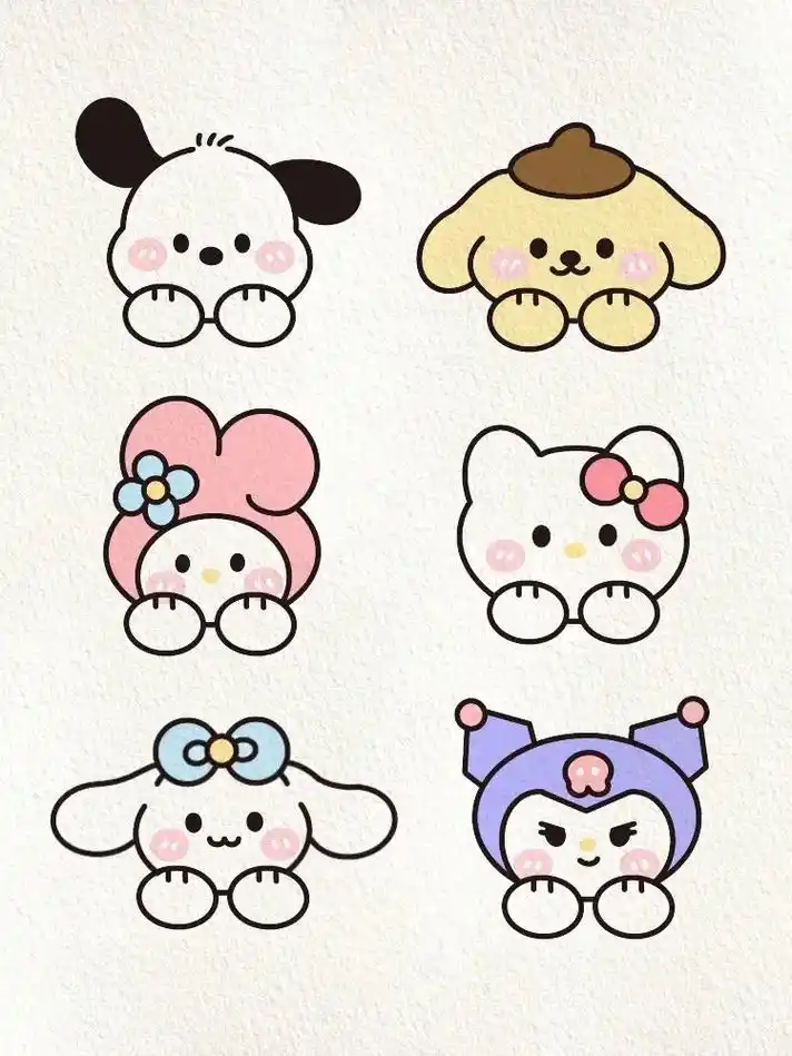 三丽鸥简笔画教程.帕恰狗,布丁狗,美乐蒂,凯蒂猫,玉桂狗,库 - 抖音