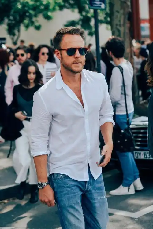 男人用衬衫搭配牛仔裤,这3种方式不要碰,否则女生看到都会尴尬