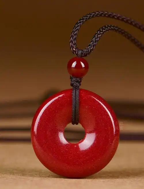 本命年和田玉钥匙扣 汽车挂件 手机链 儿童项链 红色(小号平安扣)吊坠