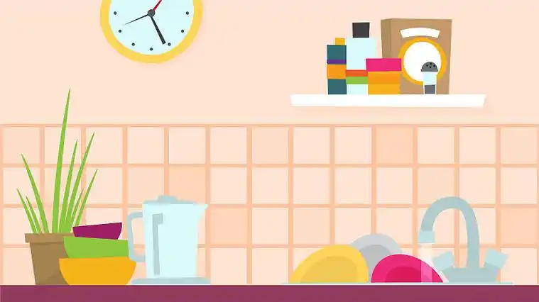 卡通现代厨房室内背景