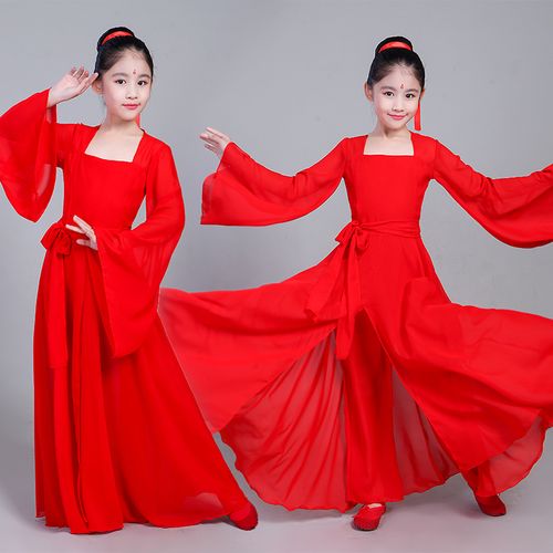 六一儿童表演服古典舞大鱼广袖儿童凉凉舞蹈服女汉服影楼写真襦裙