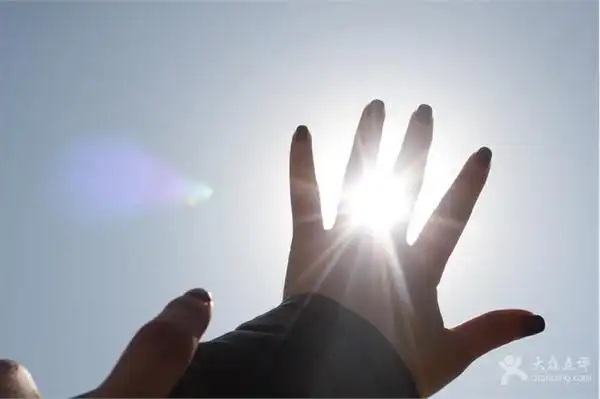 多多的手,太阳成了她的大钻戒,哈哈