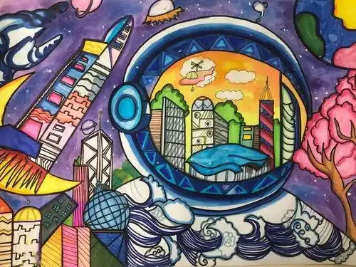 五年级科幻画五年级科幻画4k纸简单漂亮