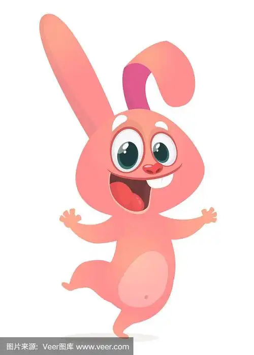 粉色复活节兔子卡通.复活节兔子矢量图